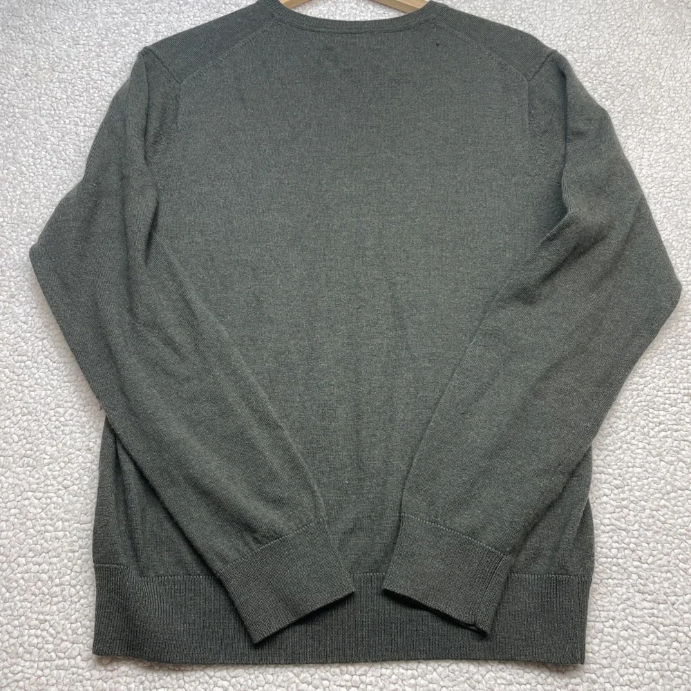 Banana Republic Sweater Mens‎ M Green Extra Fine Merino Wool V-Neck 0780